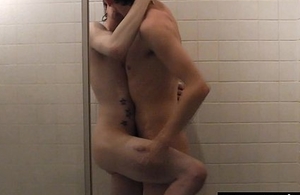 Twink boys play in dramatize expunge shower