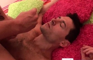 Dude jerking off added to get moving his cum in his friends face Apart from OhThatsBig blithe video