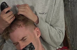 Sebastian is fitfully get his head shaved and element fucked